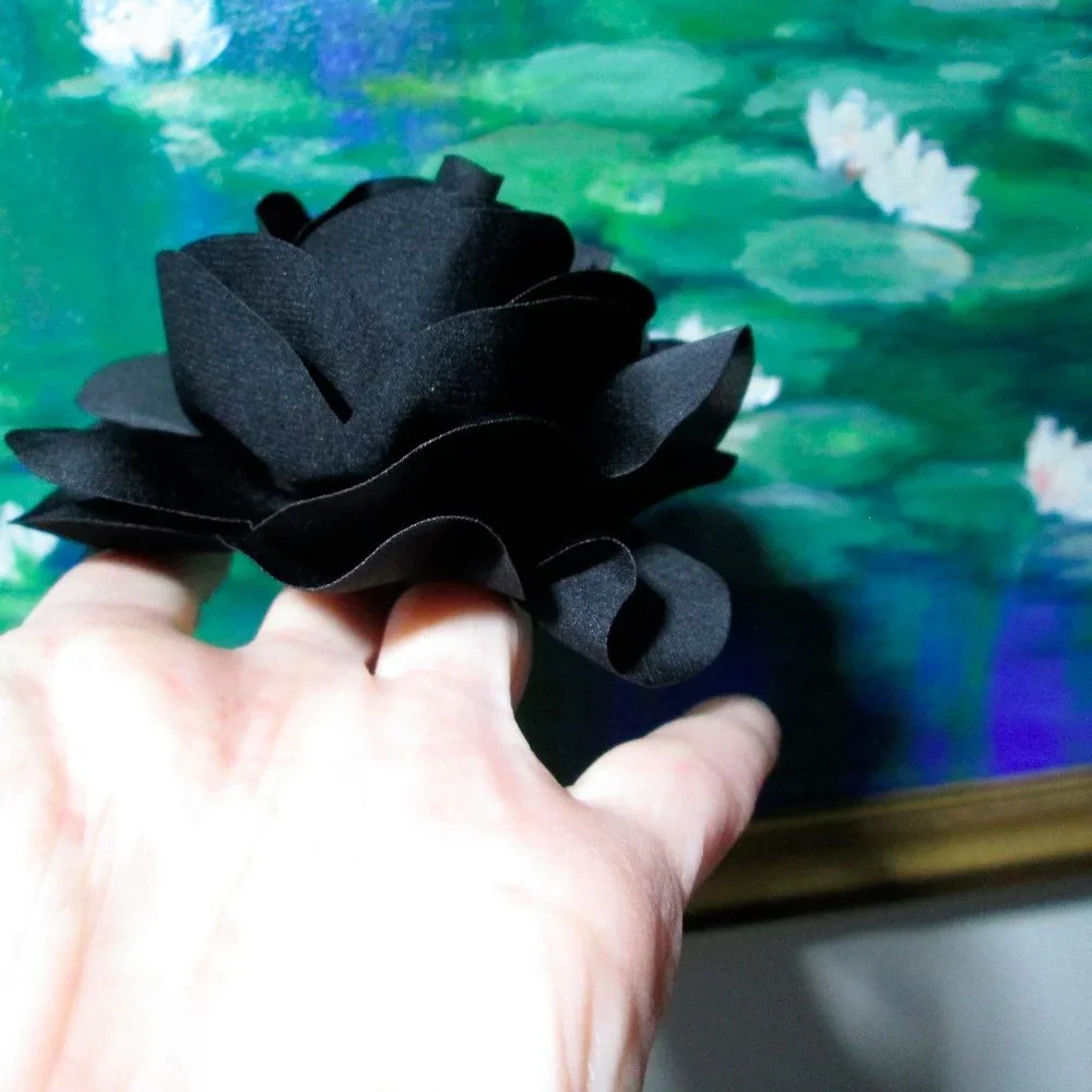 NWT Silky Black Flower Hair Accessory